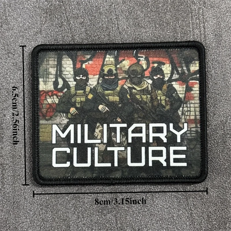 Parche táctico con estampado de "CULTURA MILITAR" para ropa, insignias de moral, parches militares con gancho, pegatinas para mochila - imagen 4