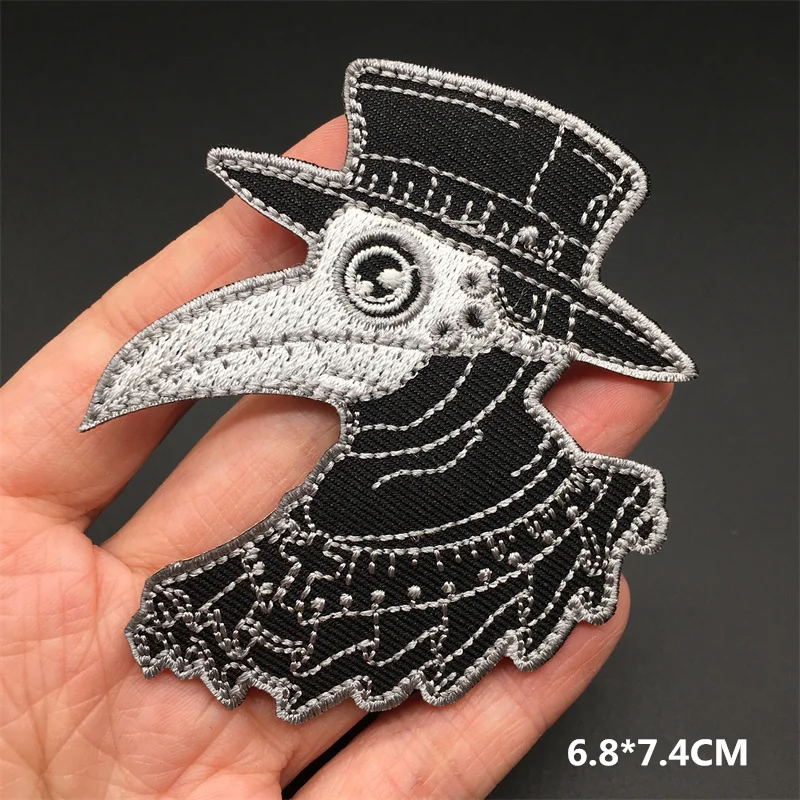 Parches bordados de chaqueta Punk para ropa, parches termoadhesivos para ropa, blanco y negro - imagen 4