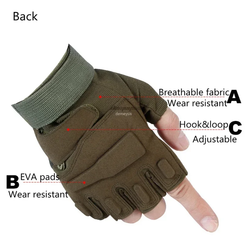 Guantes tácticos para deportes al aire libre, manoplas de combate de dedo completo, medio dedo, bicicleta, Fitness, motocicleta, sin dedos - imagen 3