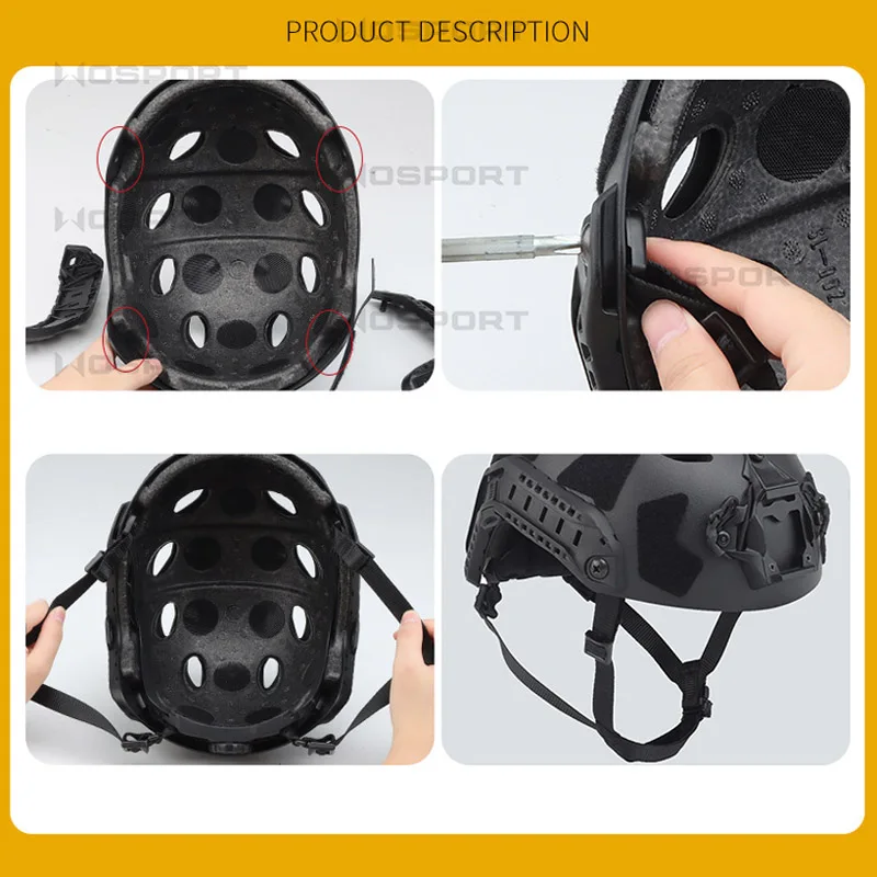 Correa de suspensión para casco de corte alto, correa de sujeción de cabeza ajustable, Correa protectora de mentón para casco rápido táctico, SF - imagen 2