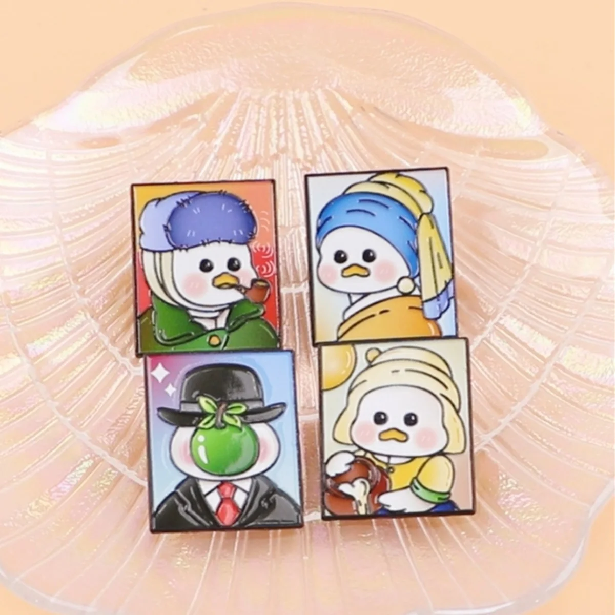 4 Uds. Pin esmaltado con pintura al óleo artística, Pin de solapa, broches de pato para decoración de ropa de mujer, alfileres de Metal, mochila, sombrero, insignia, accesorios