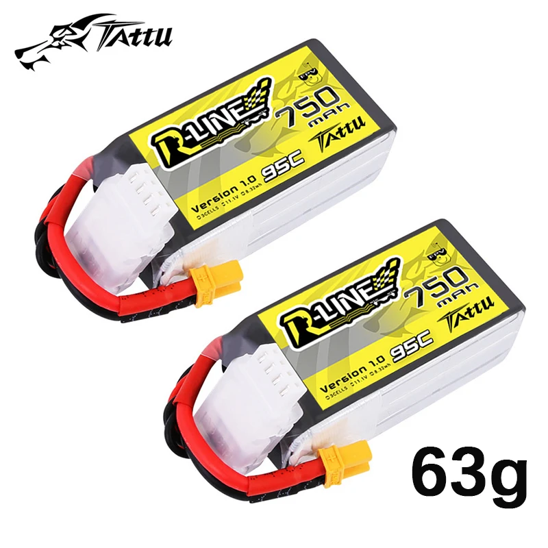 TATTU-R-LINE 1,0 3S 11,1 V 750mAh 95C LiPo batería para RC helicóptero Quadcopter Dron de carreras con visión en primera persona piezas con enchufe XT30 batería 3S