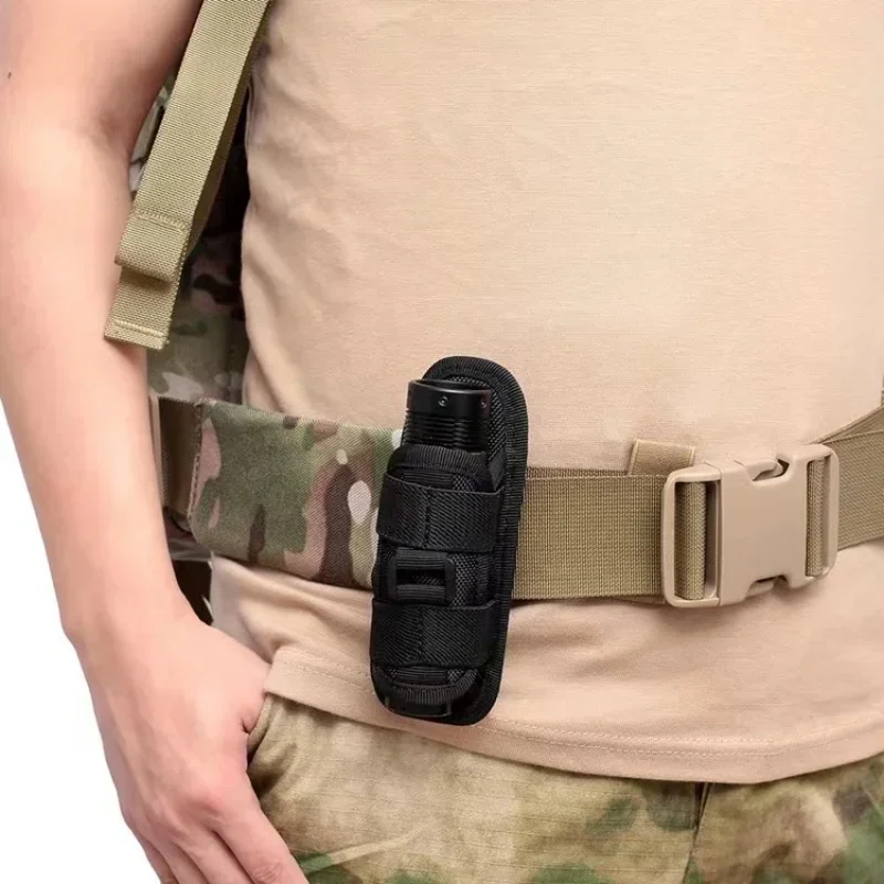 Bolsa para linterna Molle de nailon, funda para linterna de exterior giratoria de 360 grados, funda para linterna de caza, antorcha portátil - imagen 4