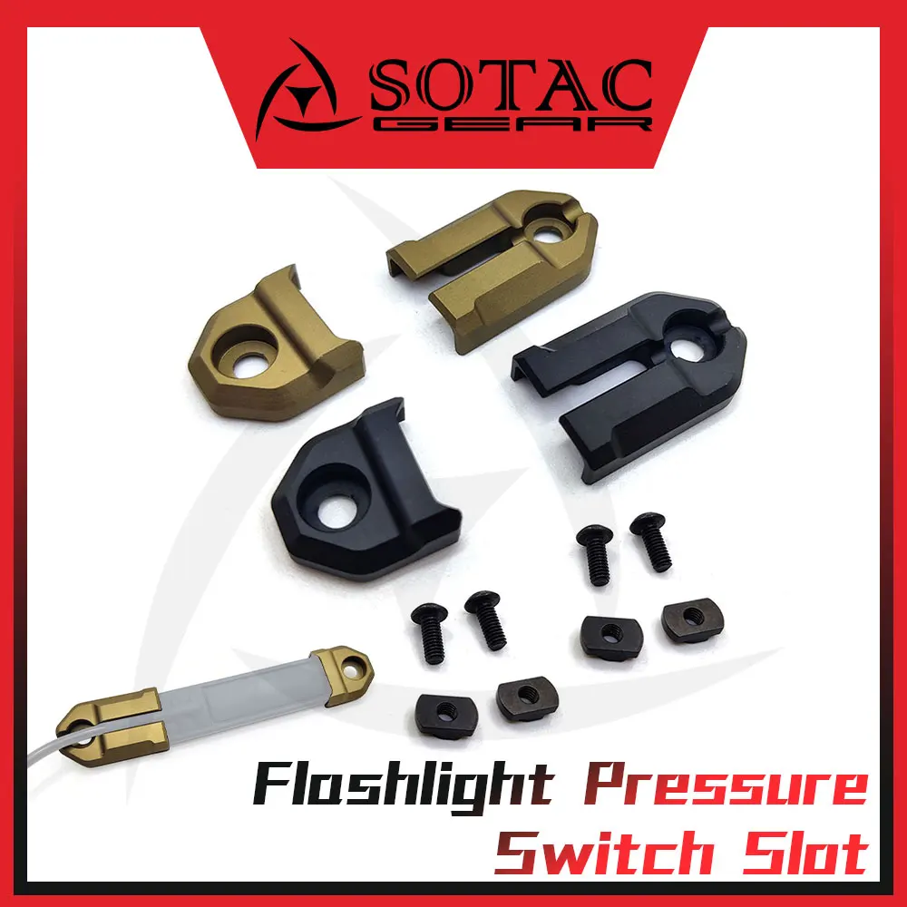 Almohadilla de presión de luz exploradora táctica de SOTAC-GEAR, ranura para interruptor de linterna apta para interruptor trasero M300 M600, montaje Mlok Keymod de Metal