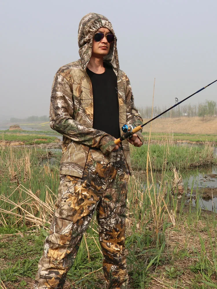 Cárdigan con capucha de pesca transpirable de algodón para hombre, ropa de pesca de camuflaje con protección solar, Top deportivo con cremallera frontal, verano al aire libre - imagen 5