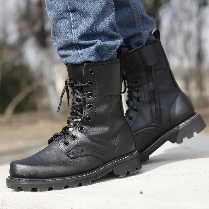 Zapatos de seguridad con punta de acero para hombre, botas de combate tácticas Bota, botas informales para hombre, zapatos de seguro a prueba de pinchazos, botas de motocicleta - imagen 2