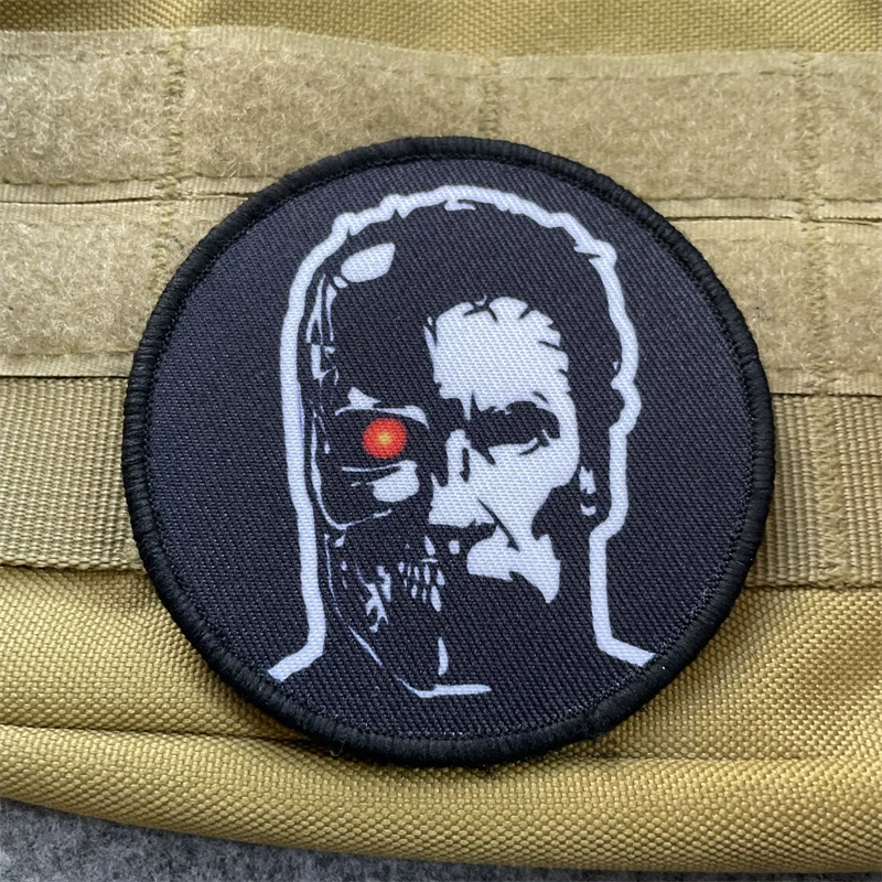 Insignia de moral de caminante mecánico, brazalete Terminator, parches bordados, parches tácticos decorativos de gancho y bucle DIY para mochila - imagen 3