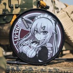 Parche táctico de primera línea para niña, parches de gancho y bucle con estampado de pistola de Anime, insignia de moral militar, brazalete, mochila, chaleco, pegatinas