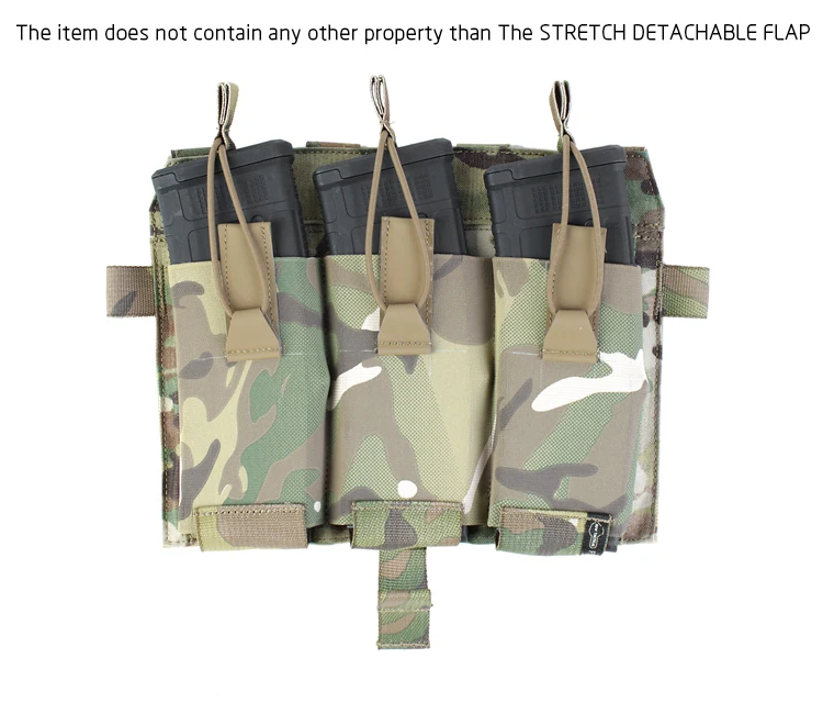 Pew-bolsa táctica Molle Triple para revistas, Panel frontal con solapa desmontable elástica para AVS JPC SPC 5,56, bolsa Mag Airsoft - imagen 5