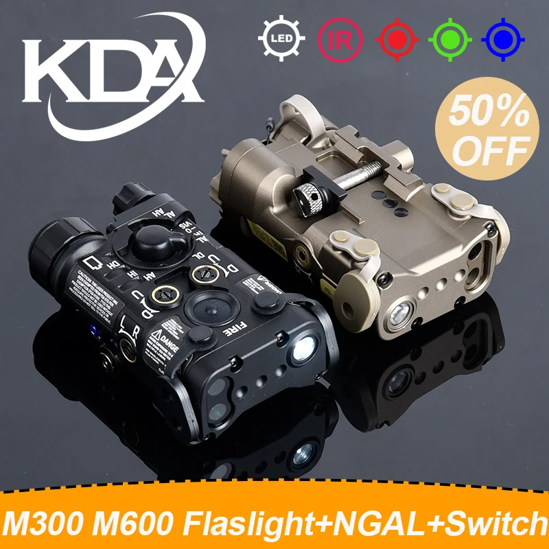 WADSN-indicador láser IR Airsoft NGAL versión de Metal, punto rojo, verde, azul, M300, M600, linterna LED, Arma de explorador, accesorio de luz