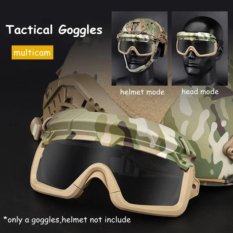 Gafas tácticas antivaho para exteriores, Airsoft, Paintball, caza, senderismo, seguridad, protección ocular, 2 modos para casco rápido - imagen 4