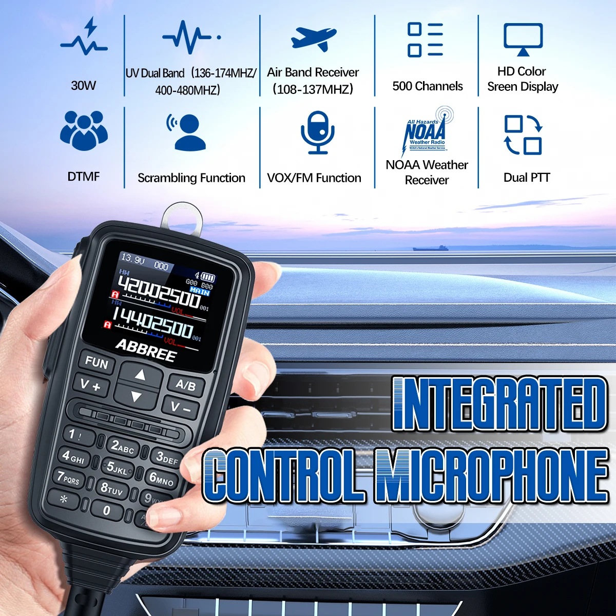 ABBREE AR-7600 V1/V2 Mini Radio móvil GPS multibanda copia inalámbrica frecuencia Walkie Talkie de coche de largo alcance con micrófono de altavoz - imagen 3