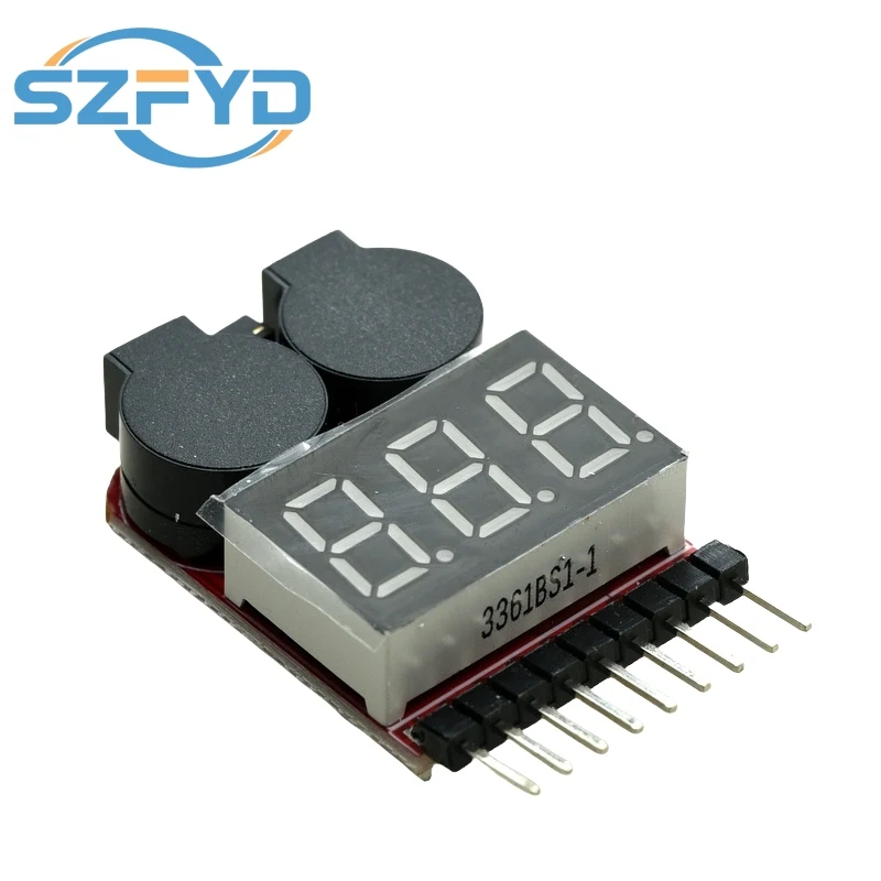 Pantalla de voltaje de batería de litio 2 en 1 y módulo de alarma de bajo voltaje 1-8S con zumbador para Li-ion/LiPo - imagen 3