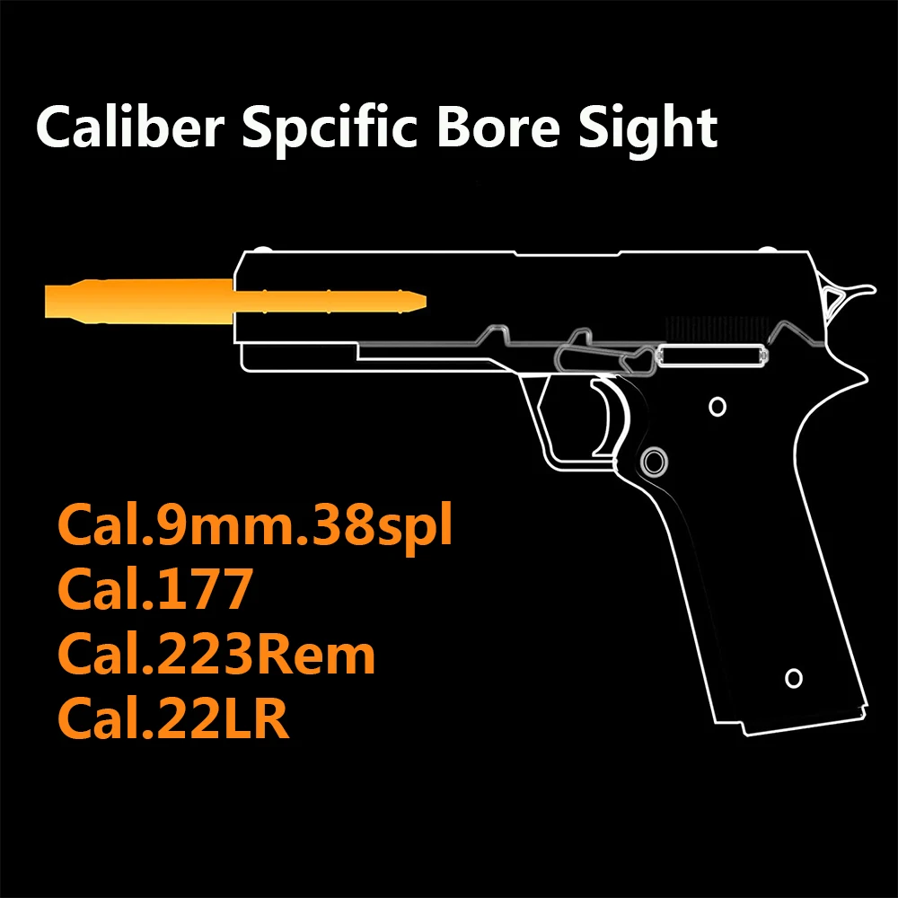 Mira táctica de calibre láser, 177/22LR/.223Rem/9mm/.38spl Cal Red, barril de extremo de Boresighter para pistolas giratorias, pistolas de aire de Rifle - imagen 2