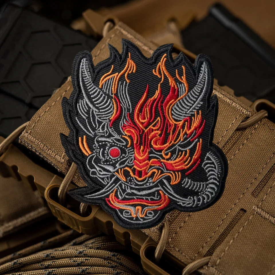 Parche bordado de Robot demonio, insignia de moral táctica, emblema, parches de gancho y bucle, brazalete del ejército militar, pegatinas para mochila - imagen 5