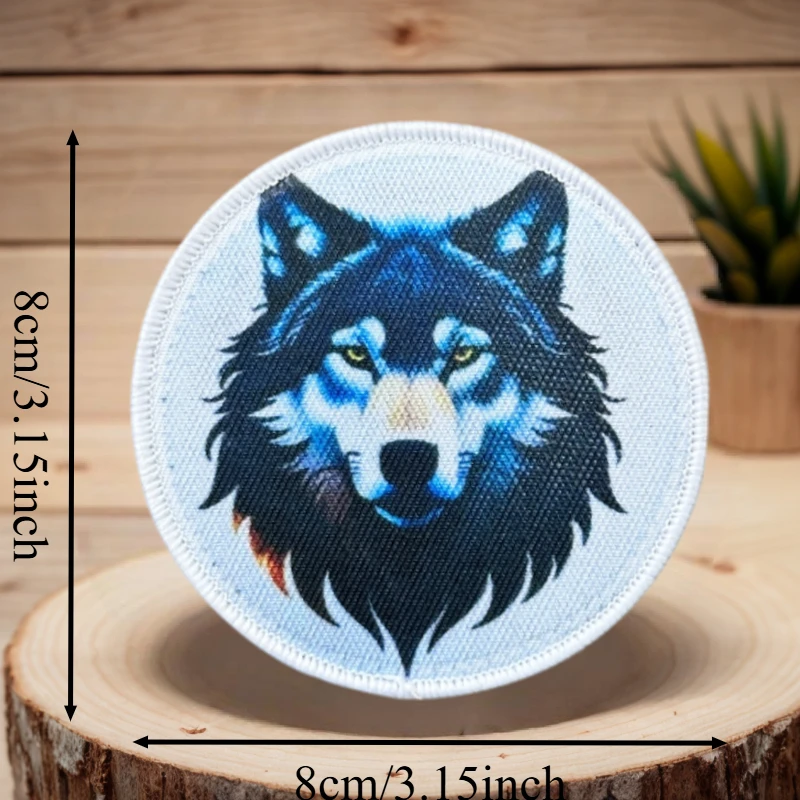 Parche con estampado de cabeza de lobo, chaleco táctico, sombreros con gancho y bucle, insignia de moral, mochila, pegatinas decorativas, parches para brazalete para ropa - imagen 4