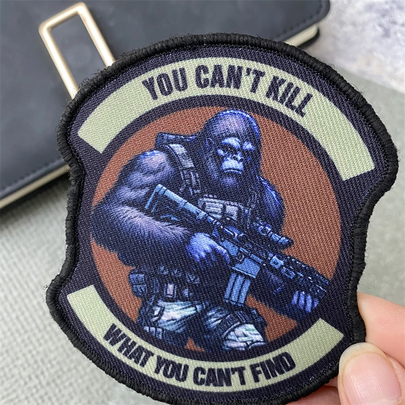No puedes matar lo que puedes cANT FINO, insignia estampada, parche, monos, orangutanes, brazalete militar táctico, pegatinas de gancho y bucle - imagen 3