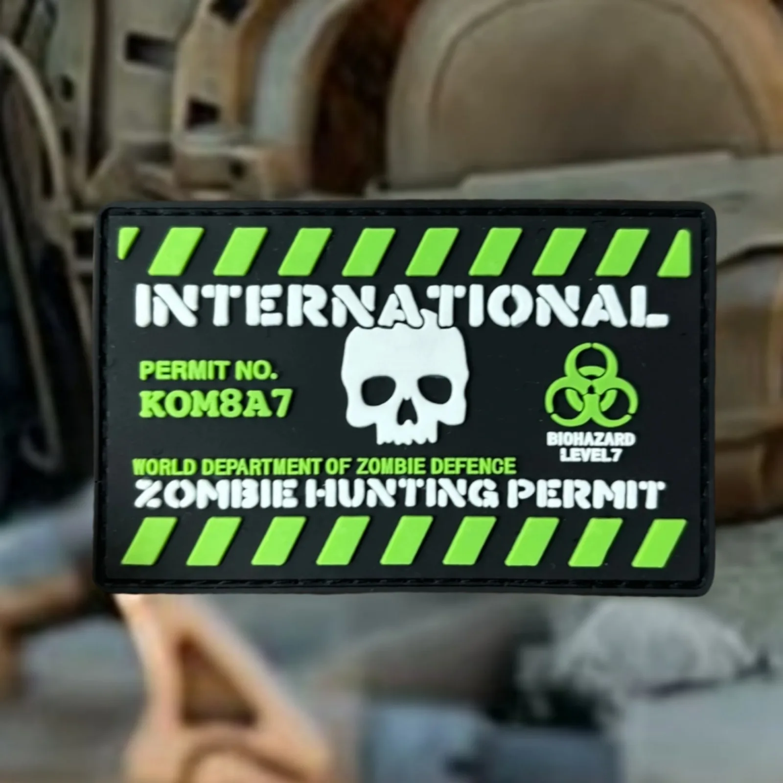 Parche táctico de moral de PVC divertido con diseño de caza de ZOMBIE, parches militares de gancho y bucle para ropa, pegatina para mochila personalizada - imagen 3
