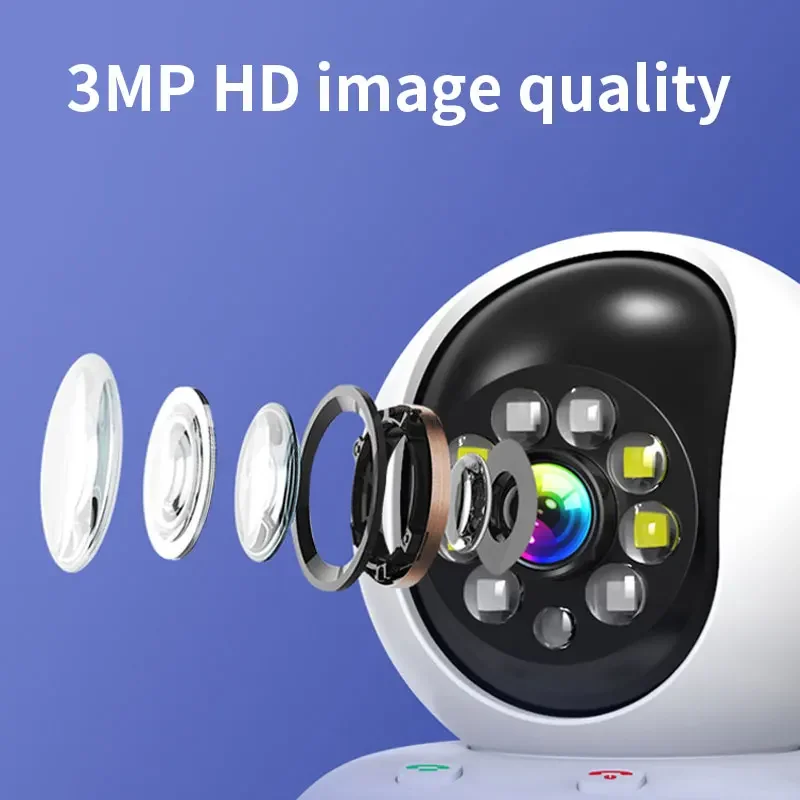 Cámara de videollamada inteligente, 2,8 pulgadas, Wifi, 3MP, HD, videollamada bidireccional, visión nocturna infrarroja, detección de movimiento, alarma, despertador de voz - imagen 5