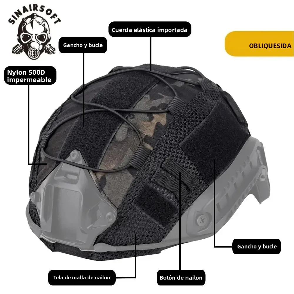 SINAIRSOFT ​ Funda táctica para casco Fast MH PJ BJ OPS-Core, funda para casco de Paintball Airsoft con cordón elástico - imagen 3