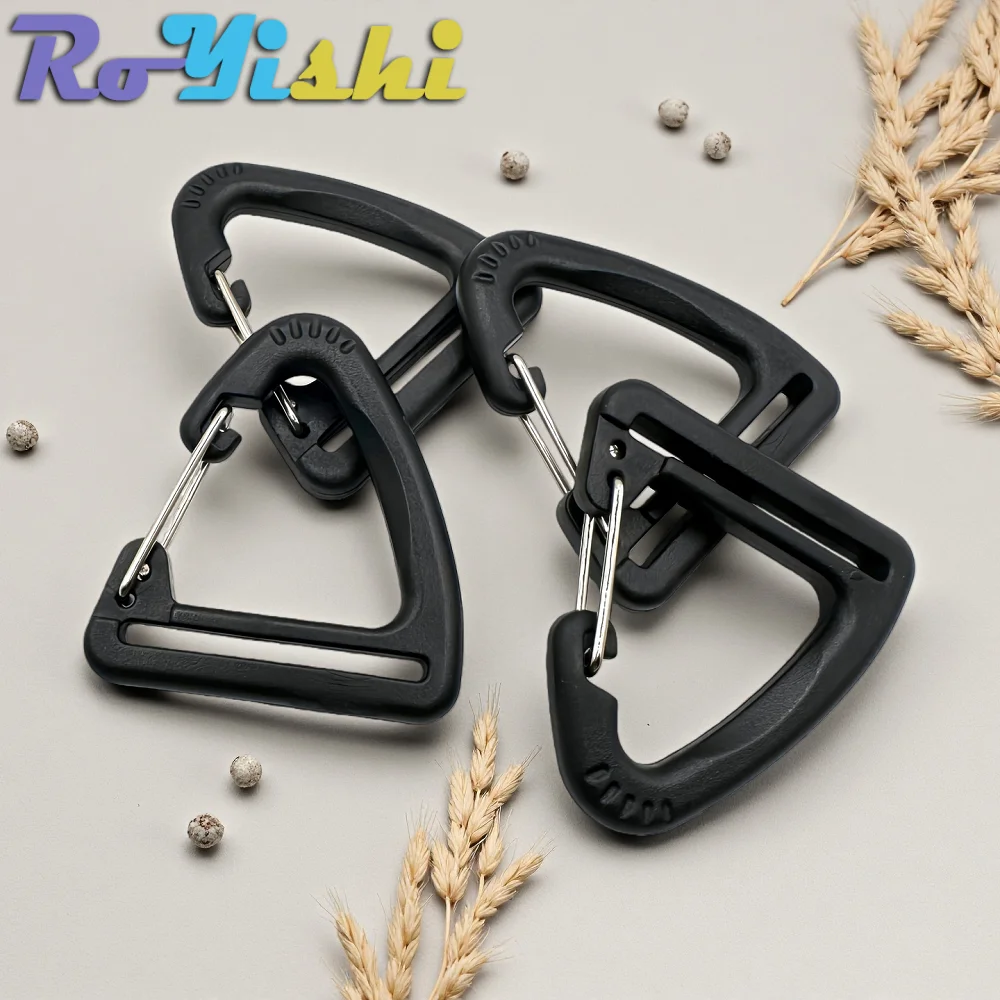 10-100 unids/pack resorte de plástico Quickdraws Clip ganchos llavero hebillas de cinturón mosquetón triangular para mochila accesorios DIY - imagen 5