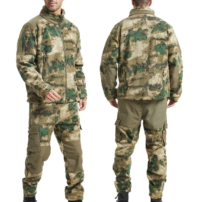 Trajes de caza de lana, pantalones de senderismo, chaquetas tácticas para hombres, abrigo térmico para deportes al aire libre, chaquetas para exteriores, ropa de caza