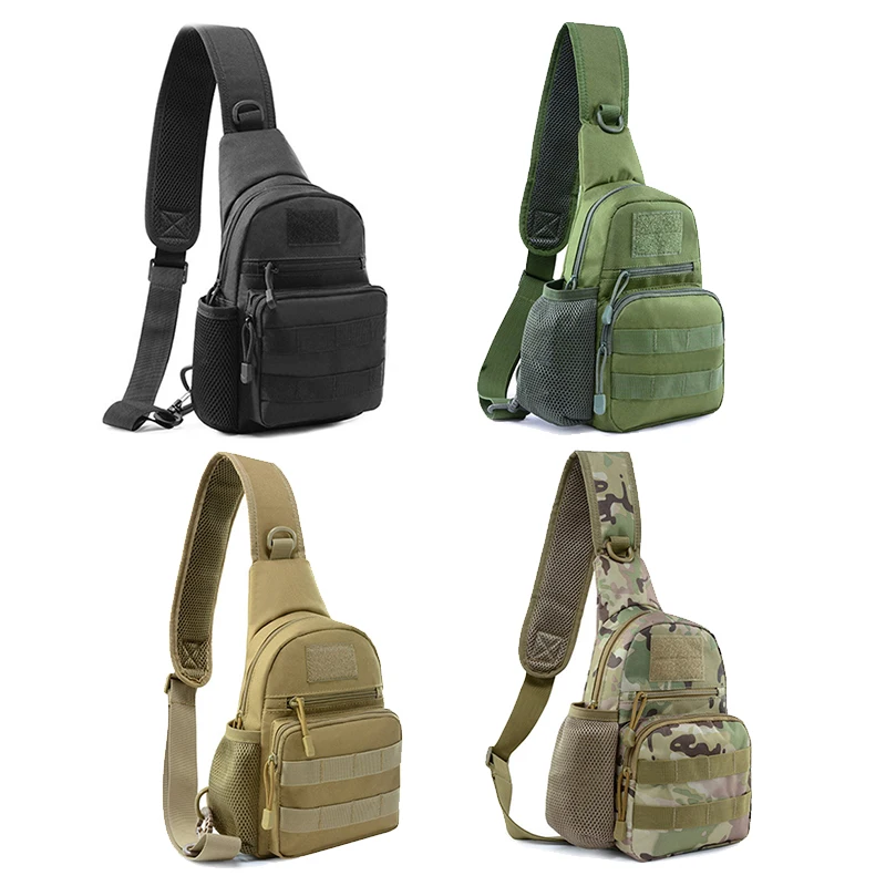Pequeño hervidor de camuflaje táctico al aire libre, bolsa de pecho, bolsa molle, mochila para senderismo, nailon, caza, pesca, Camo, bolso de hombro para senderismo