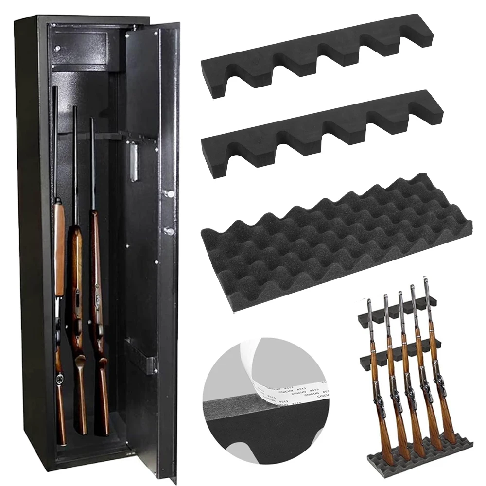 Estante de espuma con 5 ranuras para pistola, Rifle, escopeta, montaje en pared, estante adhesivo para exhibición de pistola y soporte de descanso para gabinete de pistola, soporte de almacenamiento