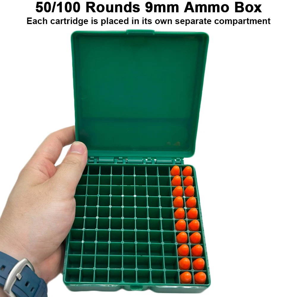 Caja de balas táctica, estuche de munición de 9mm.223 5,56mm, caja de almacenamiento de transporte de munición para Rifle de pistola, estuche de balas de caza con tapa abatible - imagen 2