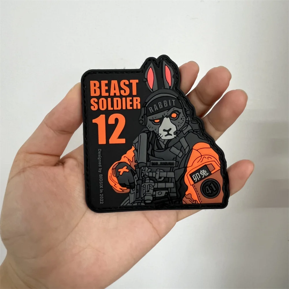 Parche de PVC 3D de bestia, Guerrero, conejo, vaca, parches de gancho y bucle para ropa, pegatinas tácticas, insignias de moral, parches de mochila - imagen 2