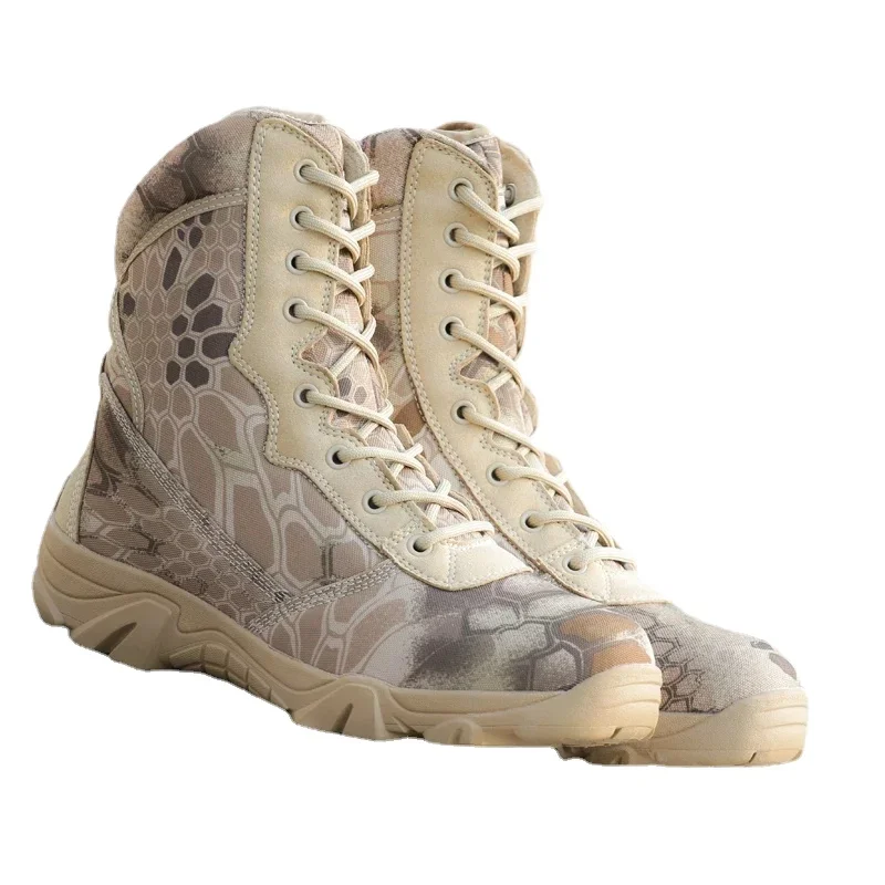 Botas de senderismo al aire libre para hombre, zapatos tácticos de lona impermeables con cordones, Trekking, Camping, escalada, zapatillas - imagen 2