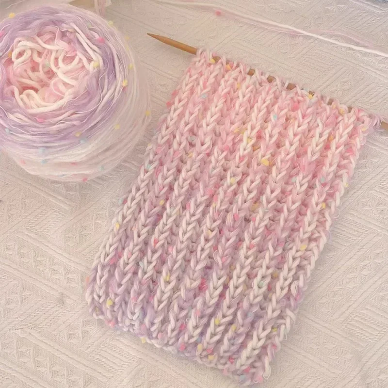 Bufanda de azúcar de arcoíris degradado, hilo de bola de lana, Mohair, punto de frijol colorido, hilo para pastel, manualidades de ganchillo para tejer, bolsa de suéter - imagen 5