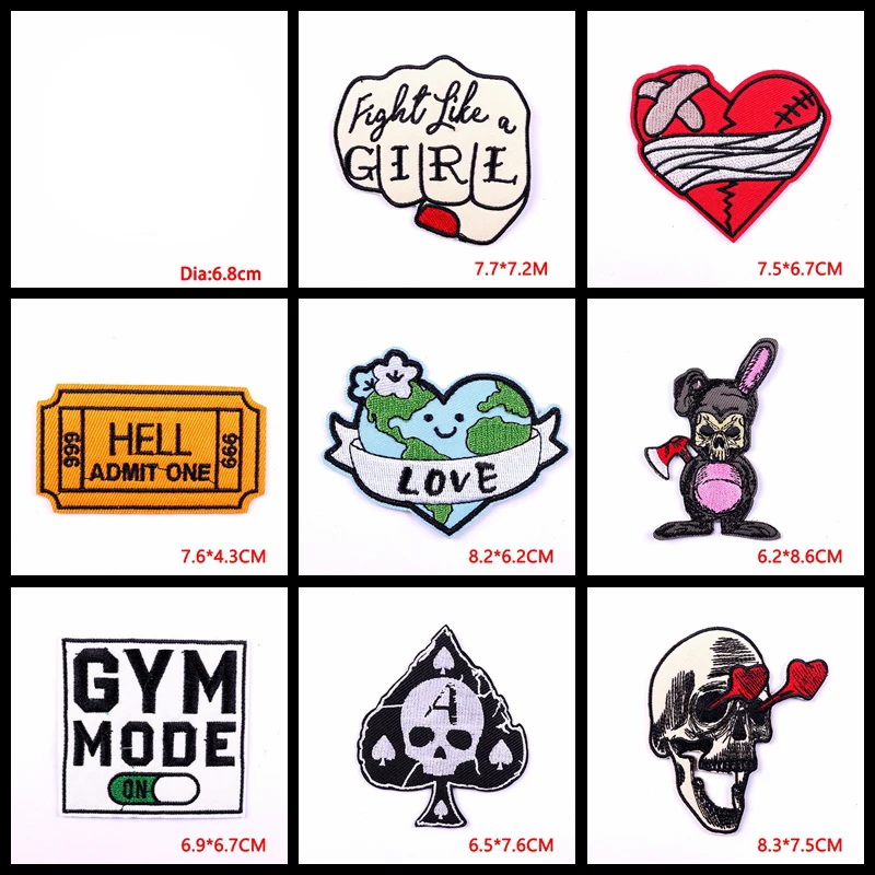 Prajna-parches bordados de fantasma para ropa, insignias, letras, para planchar, pegatinas, 10 piezas - imagen 3