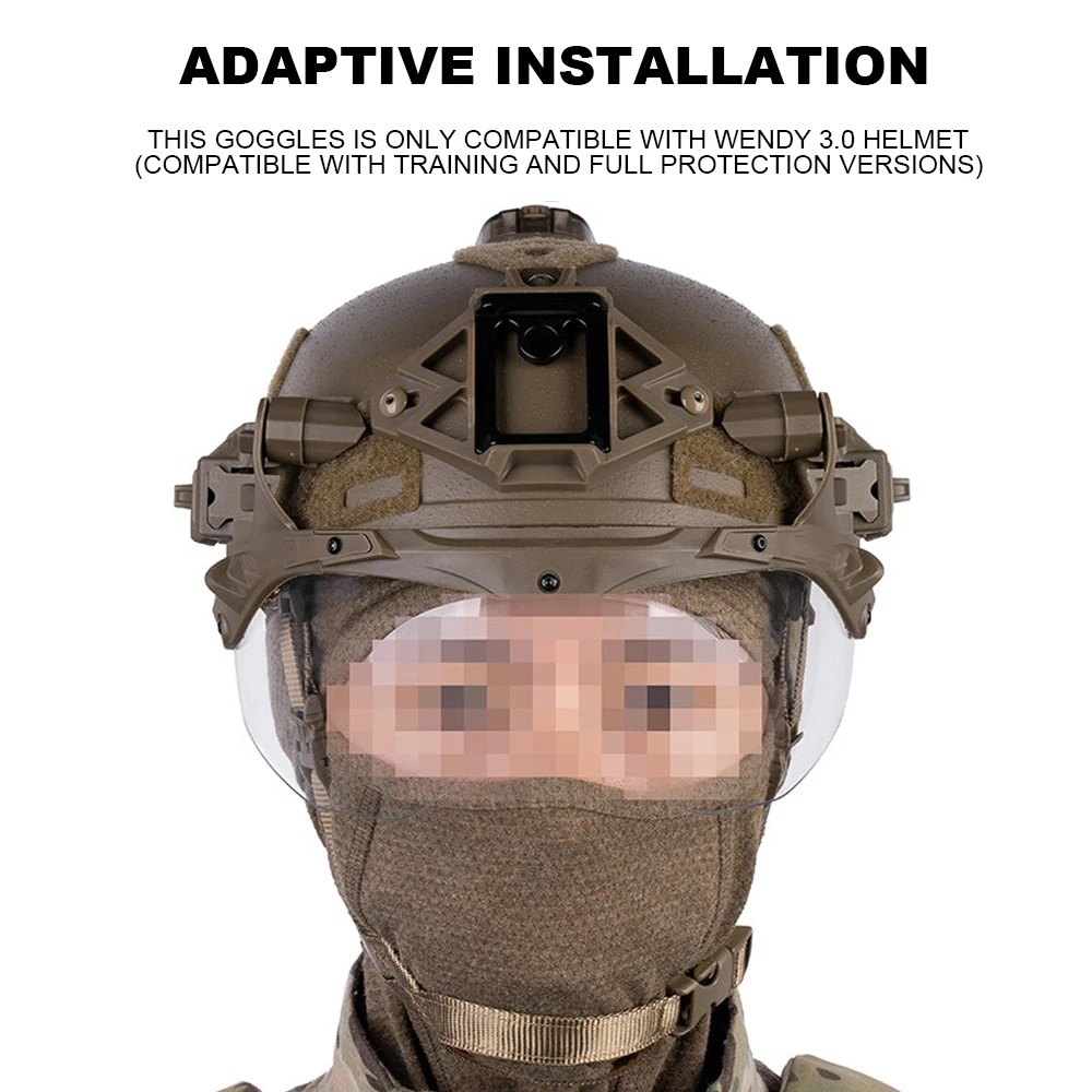 Casco táctico Wendy 3,0, gafas plegables para caza al aire libre, tiro, casco Airsoft, gafas de protección con montaje en riel, equipo de ciclismo - imagen 5