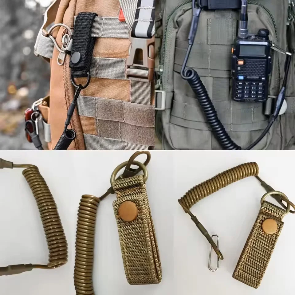 Cordón elástico táctico antipérdida para llavero, pistola y linterna - imagen 2