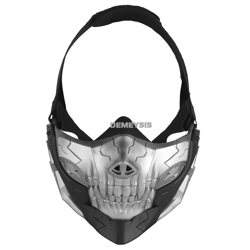 Máscara táctica de media cara con calavera para Cosplay, máscara facial de calavera Rebel para fiesta de Halloween, máscaras transpirables para juego de Paintball Airsoft - imagen 2