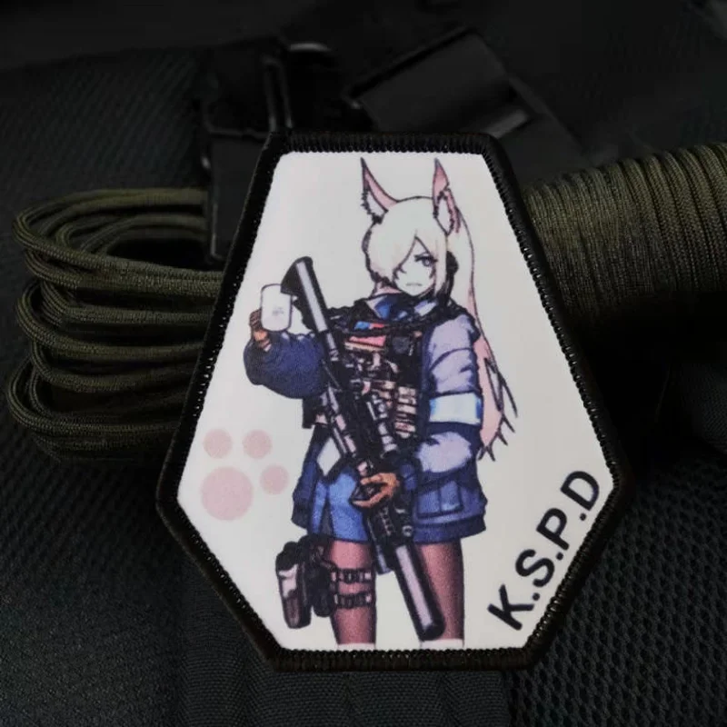 Parche con estampado de Chica de Anime, brazalete decorativo táctico con gancho y bucle, insignia de moral, pegatinas para mochila, parches DIY para ropa - imagen 4