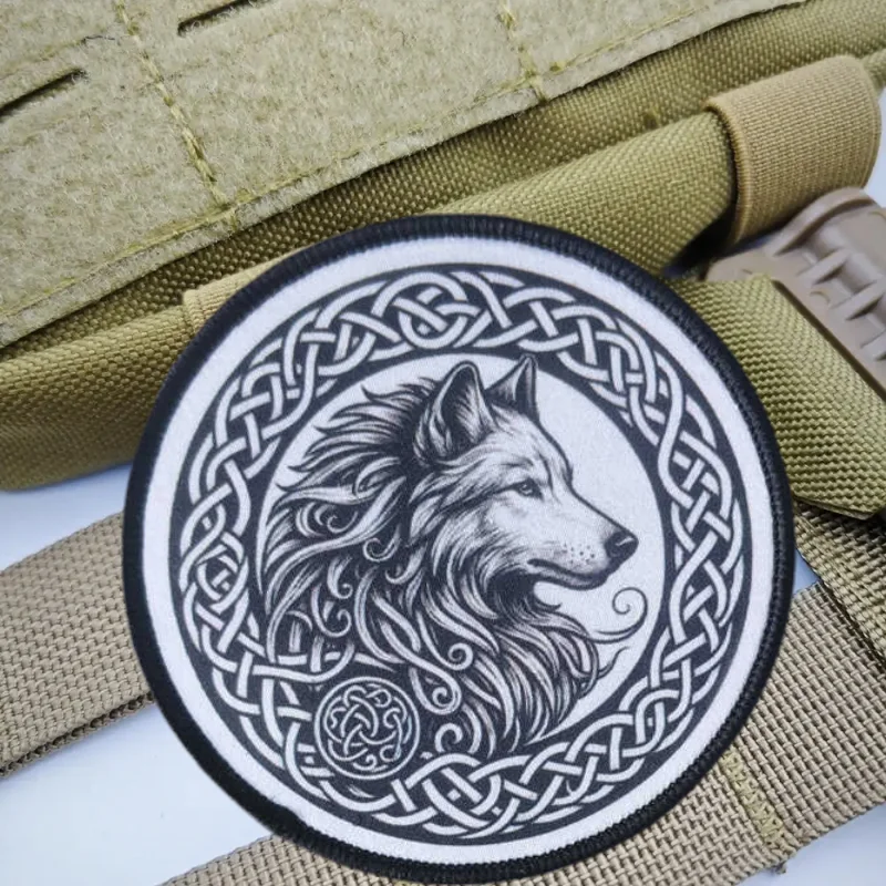 Parche con estampado de lobo militar, chaleco táctico, insignia de moral con gancho y bucle, pegatinas decorativas para mochila, parches para brazalete para ropa - imagen 2
