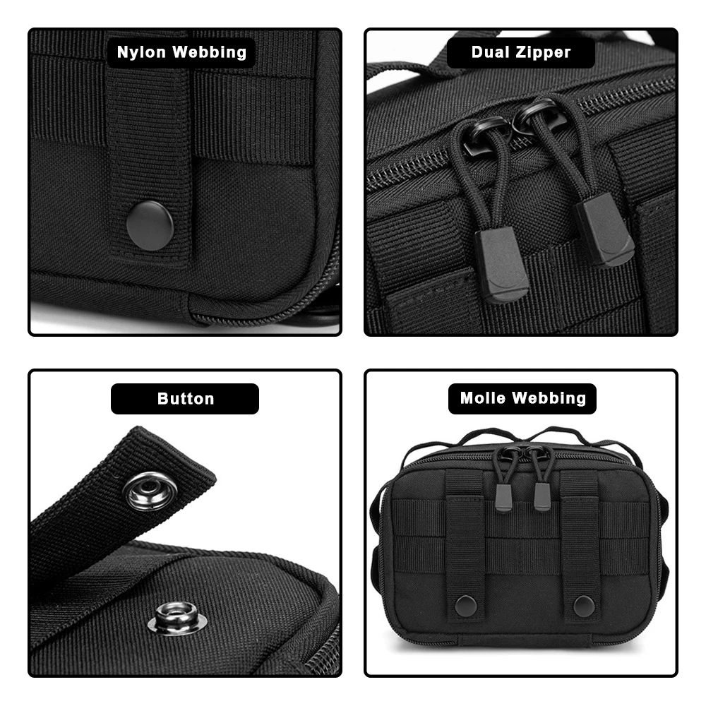 Bolsa táctica Molle Admin, bolsa de herramientas EDC de utilidad para exteriores, riñonera de cintura, bolsa de pañuelos, bolsa de almacenamiento de papel higiénico para caza - imagen 5