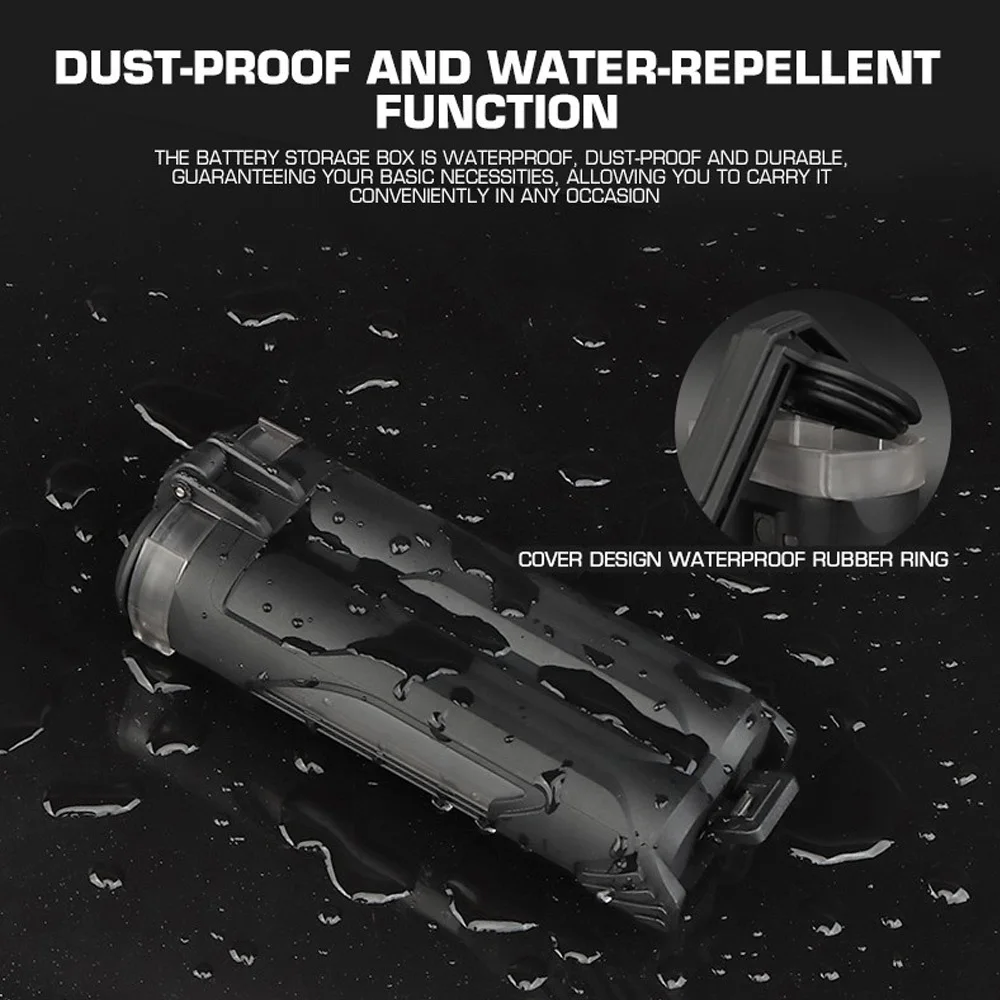 Caja de almacenamiento de baterías para exteriores, doble orificio, 18650/AA/AAA/CR123, Estuche de transporte, sistema MOLLE impermeable, chaleco táctico, equipo - imagen 5