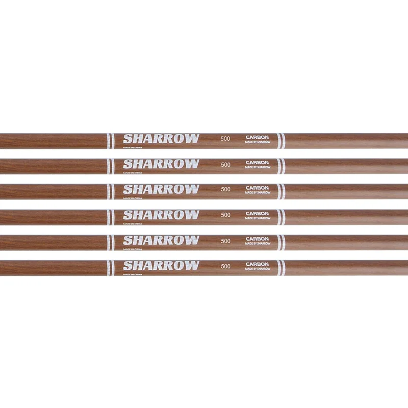 Flecha de carbono puro para tiro con arco, 6/12 piezas, 32,5 pulgadas, 340/400/500/600, grano de madera, ID de 6,2mm, 4 ", plumas de pavo, para caza - imagen 5