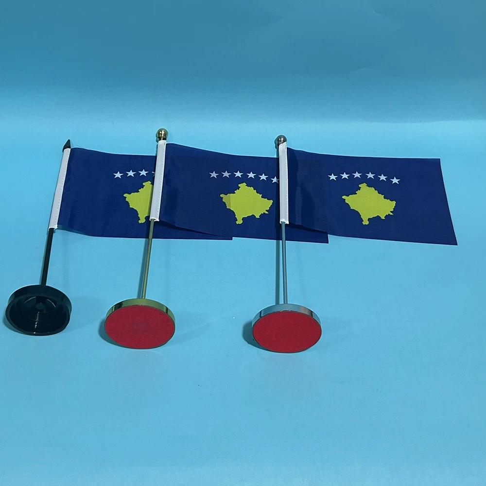 BANDERA DE SKY Bandera de escritorio de oficina Bandera de Kosovo 14x21 cm Poliéster Bandera de mesa de Kosovo Bandera nacional Bandera de país Adornos de escritorio Banderas - imagen 2