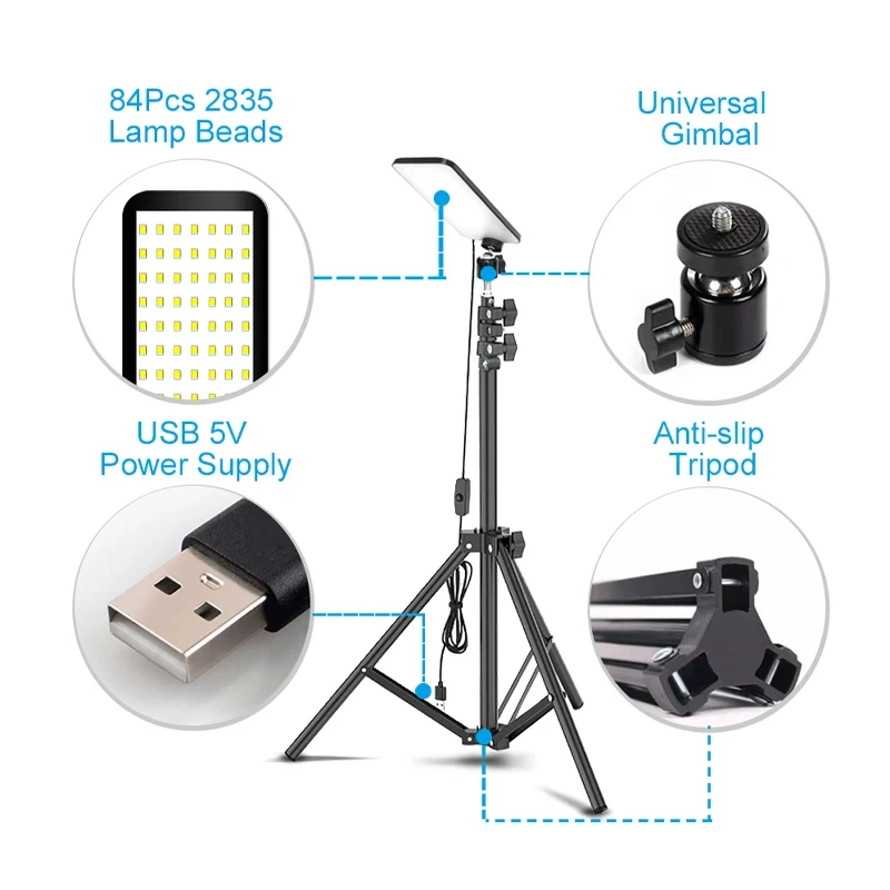 Lámpara de luz LED para Selfie, accesorio de fotografía portátil con soporte de trípode para pícnic al aire libre, barbacoa, telescópica ajustable - imagen 4