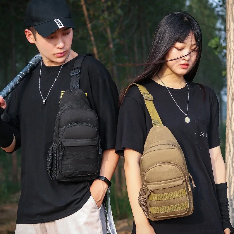 Pequeño hervidor de camuflaje táctico al aire libre, bolsa de pecho, bolsa molle, mochila para senderismo, nailon, caza, pesca, Camo, bolso de hombro para senderismo - imagen 2