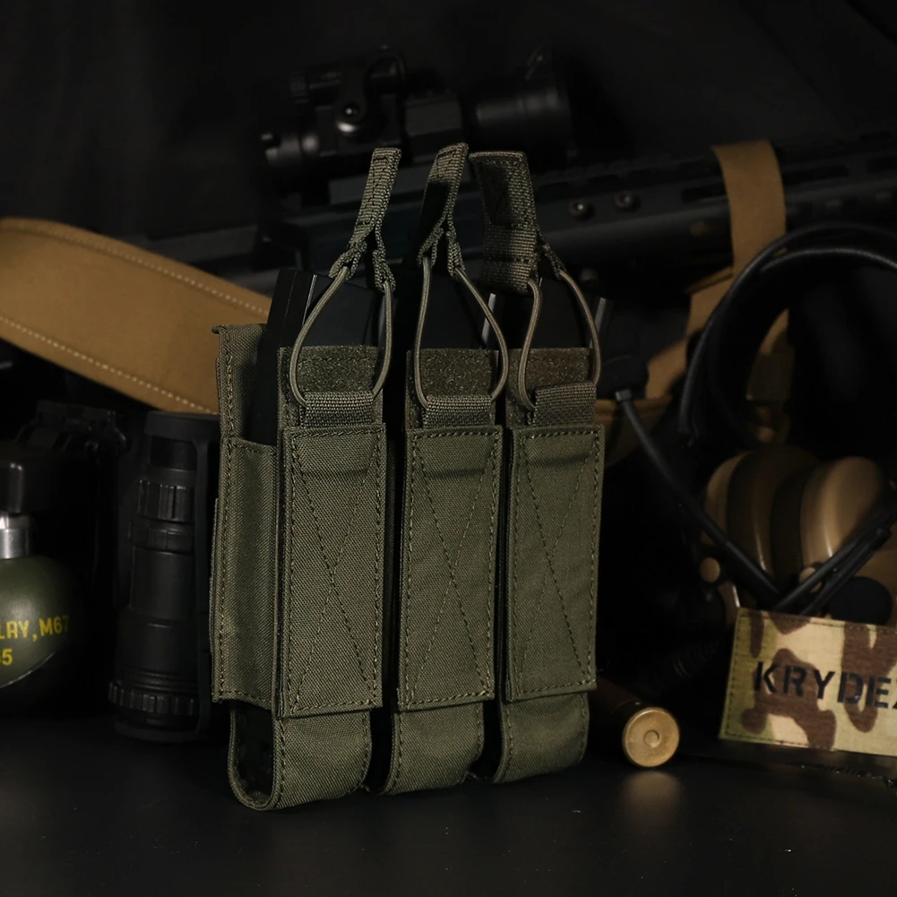 KRYDEX MP5 MP7 KRISS Triple bolsa para revistas táctica Modular MOLLE Triple parte superior abierta SMG Mag bolsa portadora para equipo de caza Airsoft - imagen 3