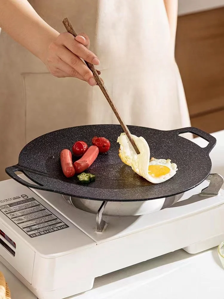 Sartén para parrilla de barbacoa al aire libre, bandeja antiadherente para hornear, placa para parrilla Roastig coreana, equipo de Camping - imagen 2