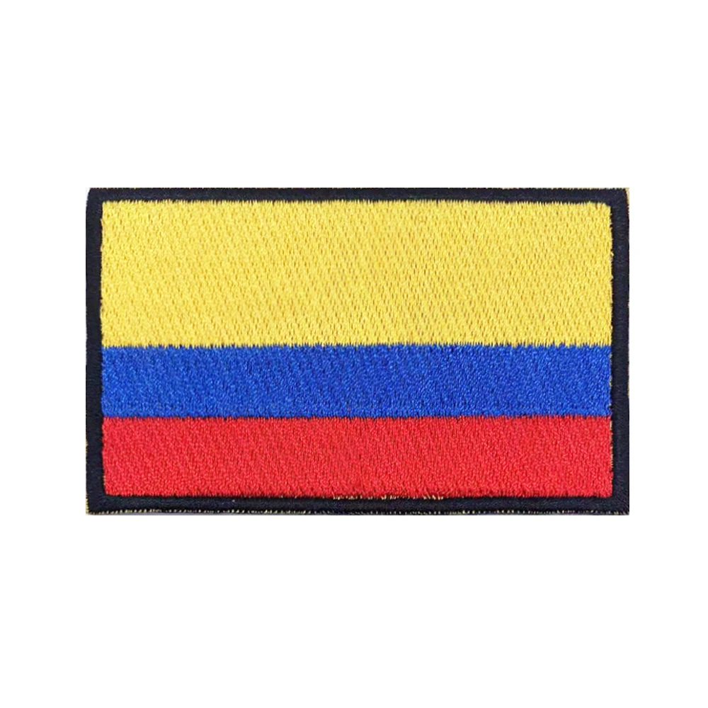 Parches de bandera de Colombia, brazalete, parche bordado, gancho y bucle, insignia bordada con hierro, raya militar