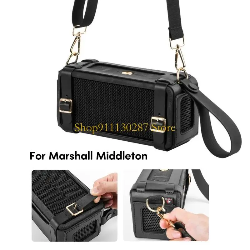 J1HC elegante funda cuero PU para altavoz, funda para altavoz inalámbrico, correa soporte portátil que mejora calidad