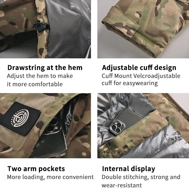 Conjunto de caza al aire libre para invierno, chaqueta impermeable gruesa y cálida de camuflaje, pantalones, ropa para hombre, uniforme táctico, trajes Ghillie resistentes al desgaste - imagen 4