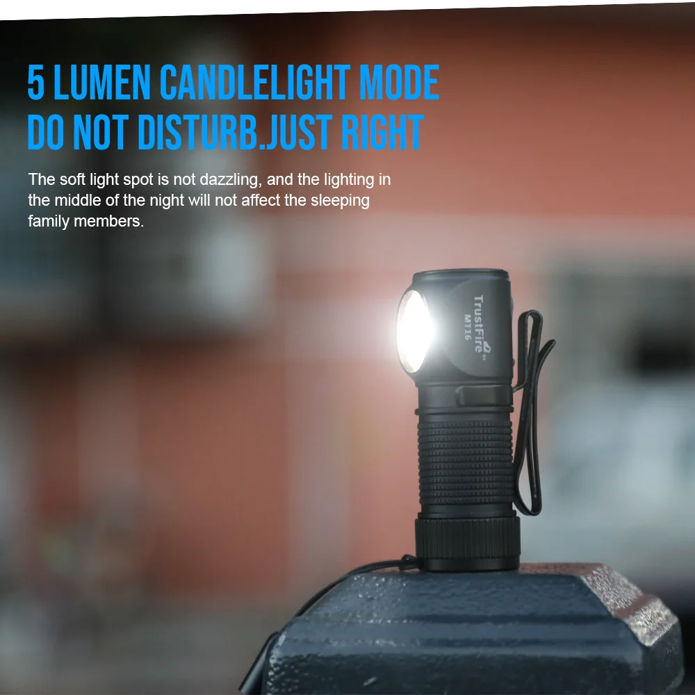 Trustfire-faros delanteros LED MT16 recargables por USB C, Mini linternas de ángulo 18350 EDC, óptica MVP con imán para pesca trasera, 1000LM - imagen 2